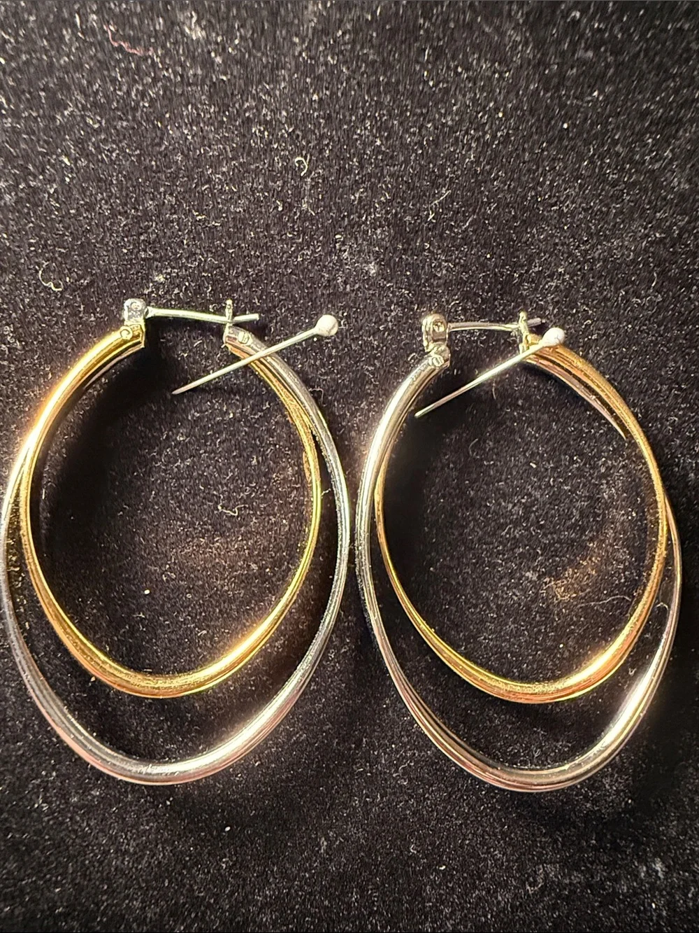 Gold and Silver Two-Tone Hoop Drop Earrings - Women Jewelry